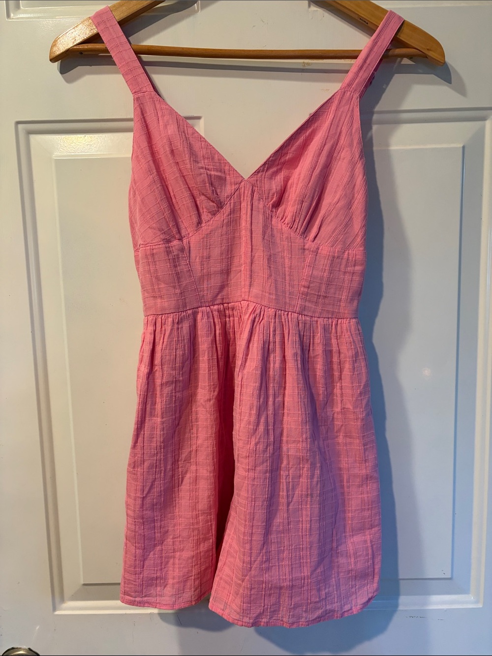 American Eagle Outfitters Pink Textured Sleeveless Romper